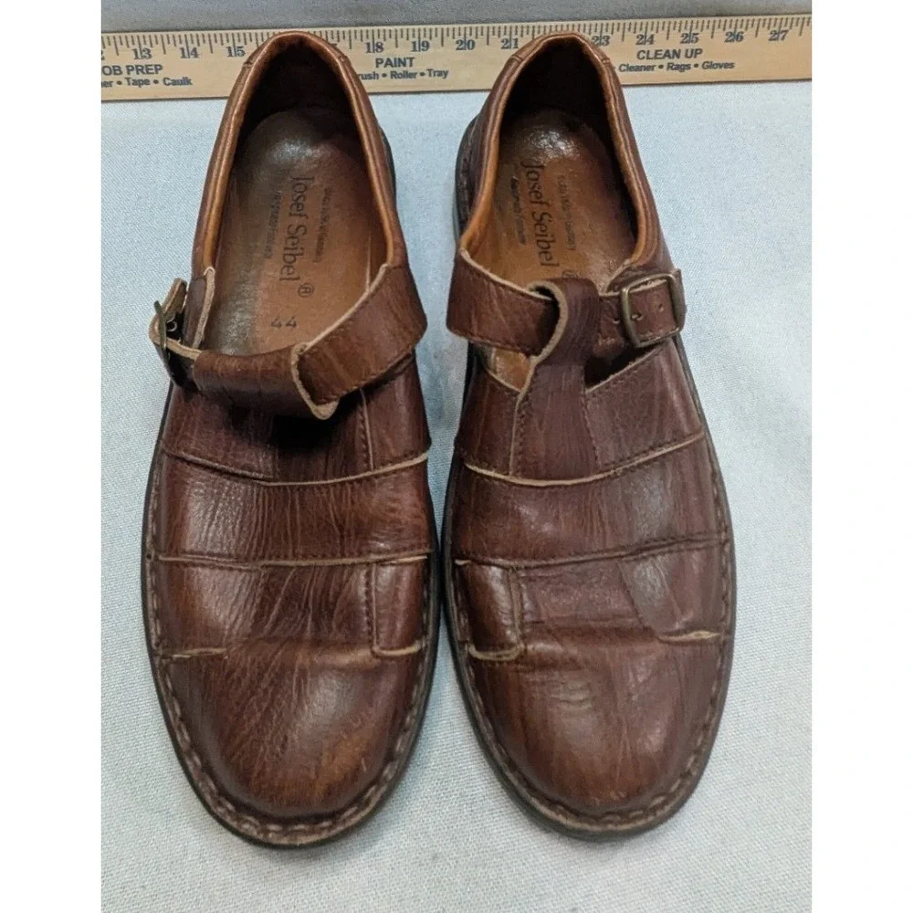 Josef Seibel Fisherman Shoes Mens 44 Brown Good Leather Monk Strap Handmade